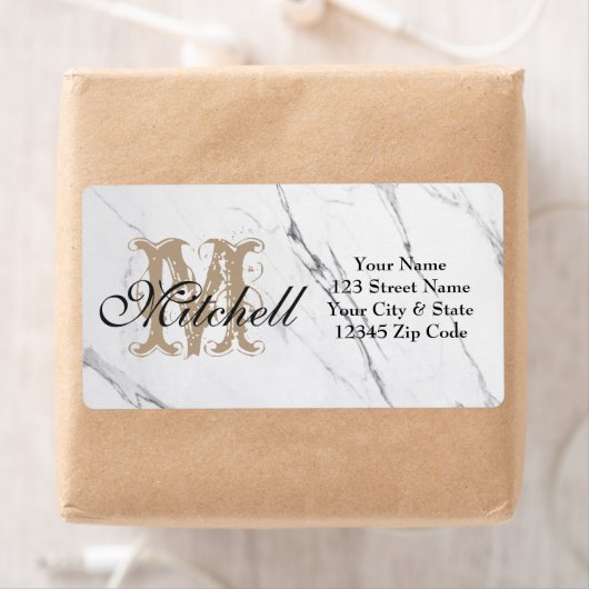白パーソナライズされた大理石の出荷住所 シール (インサイチュ)