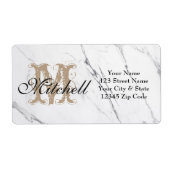 白パーソナライズされた大理石の出荷住所 シール (正面)