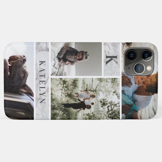 白パーソナライズされた大理石カスタム4 Photo Collage Case-Mate iPhoneケース (裏面(横))