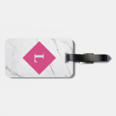 白パーソナライズされた大理石ピンクのアクセント付き荷物タグ ラゲッジタグ (裏面横)