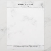 白パーソナライズされた大理石フェイク銀アクセント レターヘッド (正面)