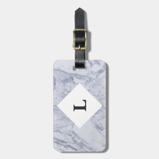 白パーソナライズされた大理石ラゲージタグ ラゲッジタグ (正面縦)