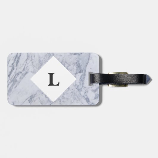 白パーソナライズされた大理石ラゲージタグ ラゲッジタグ (裏面横)