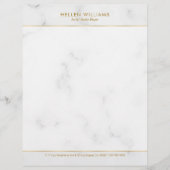 白パーソナライズされた大理石金ゴールド線アクセント レターヘッド (正面)