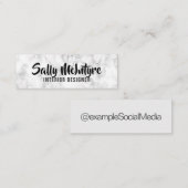 「白パーソナライズされた大理石」ソーシャルメディア スキニー名刺 (正面/裏面)