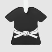 白パーソナライズされた帯空手 オーナメント (裏面)