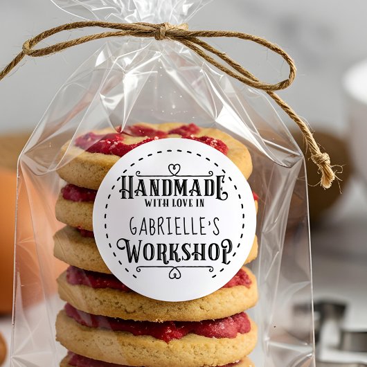 白パーソナライズされた手作り愛とワークショップ ラウンドシール