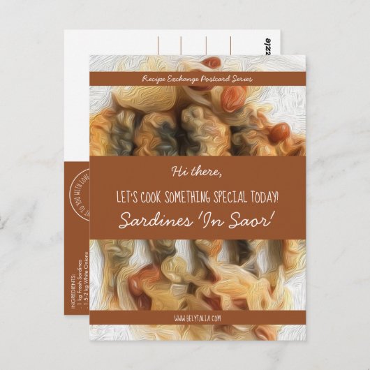 白パーソナライズされた文字茶色のモダンレシピ ポストカード (正面/裏面)