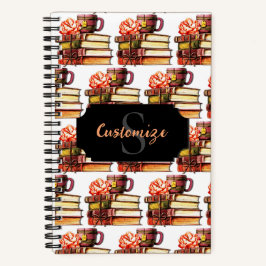 白パーソナライズされた本とお茶 ノートブック