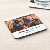 白パーソナライズされた枠の文字付き写真 コースター (左側)