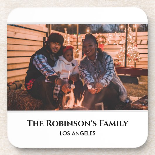 白パーソナライズされた枠の文字付き写真 コースター (正面)