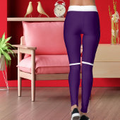 白パーソナライズされた濃紫のストライプペット名 レギンス