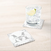 白パーソナライズされた灰色の新郎の父親 ペーパーコースター (インサイチュ)