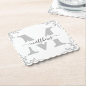 白パーソナライズされた灰色の新郎の父親 ペーパーコースター (アングル)