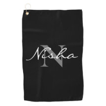 白パーソナライズされた灰色モノグラム名黒