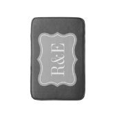 白パーソナライズされた灰色浴用マット バスマット (正面縦)