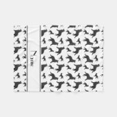 白パーソナライズされた犬の名前 フリースブランケット (正面(横))