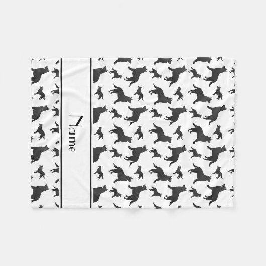白パーソナライズされた犬の名前 フリースブランケット (正面(横))