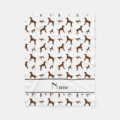 白パーソナライズされた犬の名前 フリースブランケット (正面)