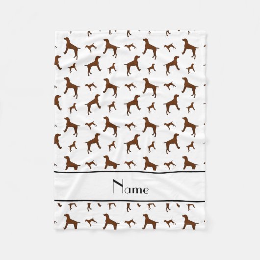 白パーソナライズされた犬の名前 フリースブランケット (正面)