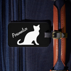 白パーソナライズされた猫シルエットラゲッジタグ ラゲッジタグ