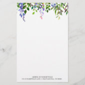 白パーソナライズされた紫フローラ 便箋 (正面)