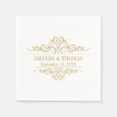 白パーソナライズされた結婚エレガントのナモダンプ スタンダードカクテルナプキン (正面)