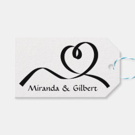 白パーソナライズされた結婚黒のハート愛 ギフトタグ