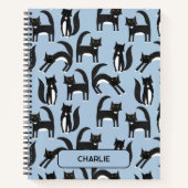 白パーソナライズされた色のかわいいタキシード猫 ノートブック (正面)