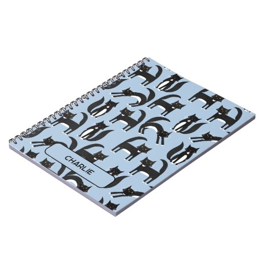 白パーソナライズされた色のかわいいタキシード猫 ノートブック (左側)