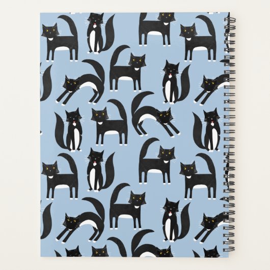 白パーソナライズされた色のかわいいタキシード猫 プランナー手帳 (裏面)