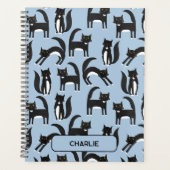 白パーソナライズされた色のかわいいタキシード猫 プランナー手帳 (正面)