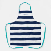 白パーソナライズされた色ストライプと編集可能カラー エプロン (正面)