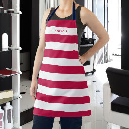 白パーソナライズされた色ストライプと編集可能カラー エプロン