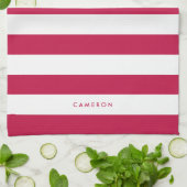 白パーソナライズされた色ストライプと編集可能カラー キッチンタオル (折り畳み)