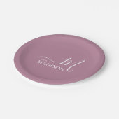 白パーソナライズされた色ピンクの署名ファミリ名 ペーパープレート (アングル)