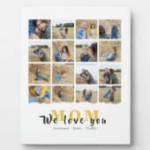 白パーソナライズされた色愛ママ16家族の写真 フォトプラーク (正面)