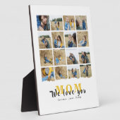 白パーソナライズされた色愛ママ16家族の写真 フォトプラーク (側面)