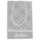 白パーソナライズされた色 ミディアムペーパーバッグ (正面)