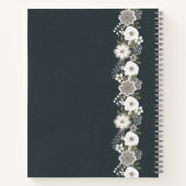 白パーソナライズされた花行頭文字 ノートブック (裏面)