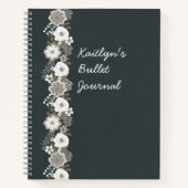 白パーソナライズされた花行頭文字 ノートブック (正面)