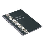 白パーソナライズされた花 ノートブック (右側)