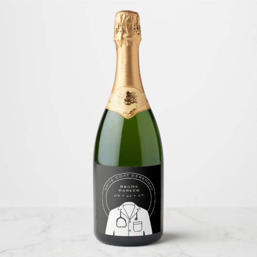 白パーソナライズされた衣のクール儀式 スパークリングワインラベル (正面)