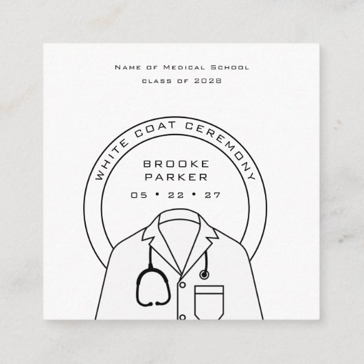 白パーソナライズされた衣式 エンクロージャーカード (裏面)