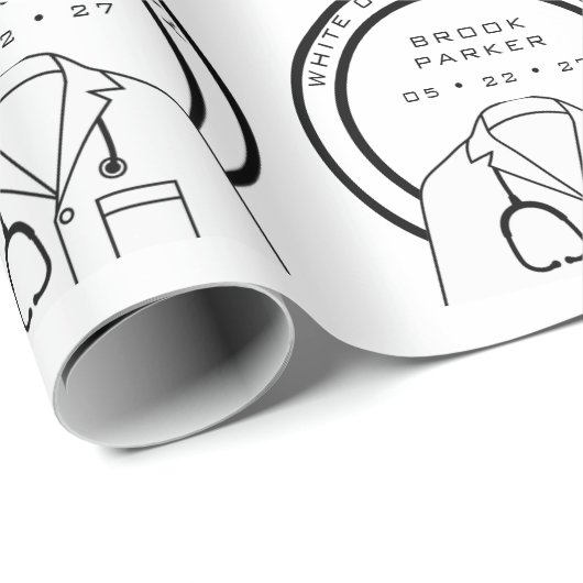 白パーソナライズされた衣式 ラッピングペーパー (ロールコーナー)