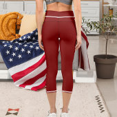 白パーソナライズされた赤おもしろい漫画スタイル猫テーマ カプリレギンス