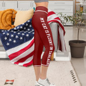 白パーソナライズされた赤おもしろい漫画スタイル猫テーマ カプリレギンス