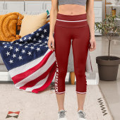 白パーソナライズされた赤おもしろい漫画スタイル猫テーマ カプリレギンス