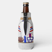 白パーソナライズされた赤ブルーサッカージャージー ボトルクーラー (ボトル裏面)