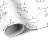 白パーソナライズされた郎新婦結婚 ラッピングペーパー (ロールコーナー)